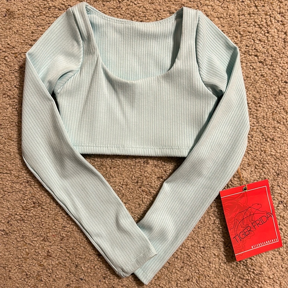 Blue Long Sleeve Tiger Friday Crop
